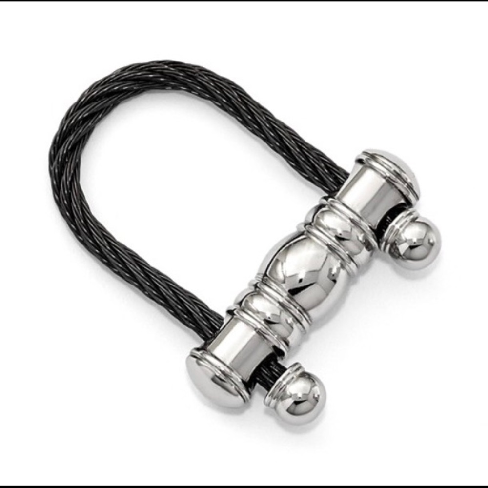Titanium Screw top cable with steel bar Keyring